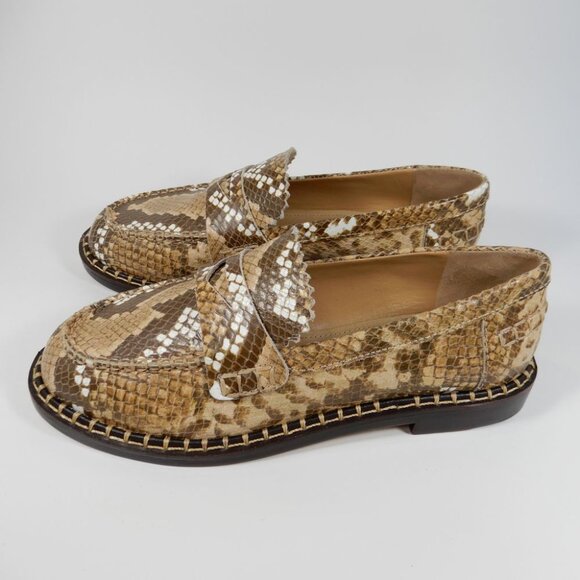 SCHUTZ Christie Penny Lug Loafers Shoes Size 6 Snakeskin Embossed Leather NEW - Picture 2 of 11